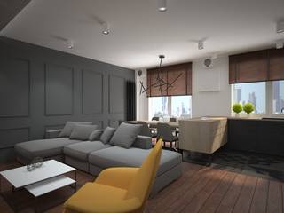Apartament w stylu loft, ZAWICKA-ID Projektowanie wnętrz ZAWICKA-ID Projektowanie wnętrz Salon industriel Bois massif Multicolore