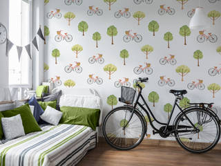 Bike and tree Pixers Living room Multicolored wall mural,bike,bikes,tree,wallpaper