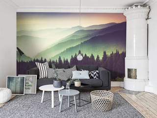 Mountains and haze Pixers Living room mountains,haze,wall mural,forest,wallpaper