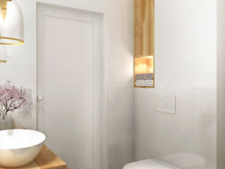 Apartament Wola, ZAZA studio ZAZA studio Casas de banho escandinavas Madeira Acabamento em madeira