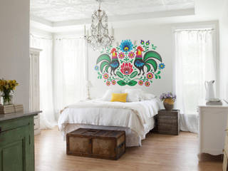 Folk Pixers Country style bedroom Multicolored wall mural,wallpaper,folk,birds,flowers,slavic