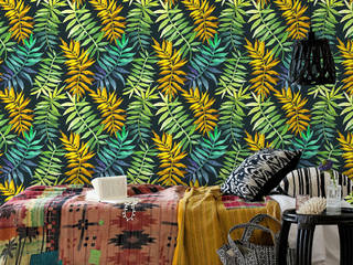 Green&Yellow Pixers Tropical style bedroom leaves,tropical,jungle,wall mural,wallpaper