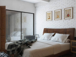 Гостям понравится! Стильная комната для гостей, Студия дизайна ROMANIUK DESIGN Студия дизайна ROMANIUK DESIGN Dormitorios industriales