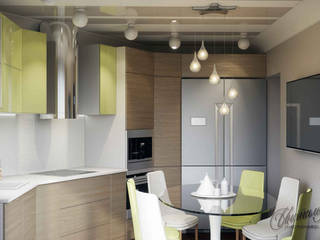 Дизайн интерьера техкомнатной квартиры в современном стиле, Студия Инстильер | Studio Instilier Студия Инстильер | Studio Instilier Kitchen