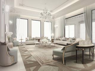 Italian Glam Living Room Design, IONS DESIGN IONS DESIGN Śródziemnomorski salon Drewno Wielokolorowy