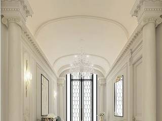 Black and White Hallway Design Ideas , IONS DESIGN IONS DESIGN Classic style corridor, hallway and stairs سنگ مرمر
