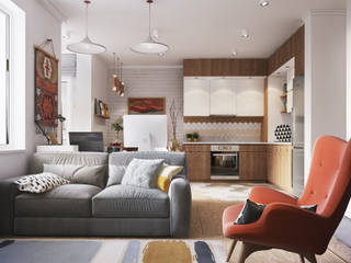 Myalik Apartment, Polygon arch&des Polygon arch&des Scandinavian style living room