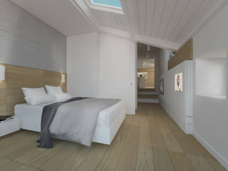 Piccola mansarda in legno | Small wooden attic, DomECO DomECO Modern Bedroom Wood White