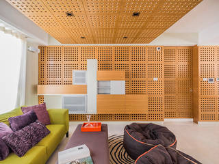 APARTAMENTO 10A GRAND EUROPA: una vivienda a 3 ritmos, NMD NOMADAS NMD NOMADAS Modern Media Room Wood effect