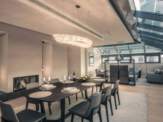 Rose crystal chandelier in a private residence in Vienna, Austria, Manooi Manooi Salas de jantar modernas