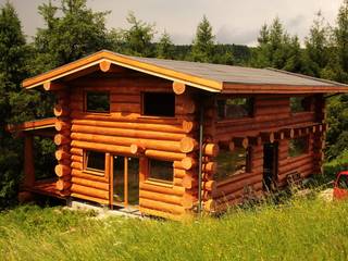 Dom z bali z zielonym dachem, Organica Design & Build Organica Design & Build Rustieke huizen Hout Bruin