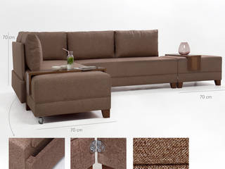 Fly Yataklı Köşe Koltuk Kahve ( 2 Adet Kol Sehbası Hediyeli), K105 Mobilya Pazarlama Danışmanlık San.İç ve Dış Tic.LTD.ŞTİ. K105 Mobilya Pazarlama Danışmanlık San.İç ve Dış Tic.LTD.ŞTİ. Modern living room لکڑی Wood effect
