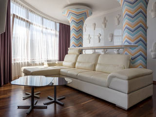 Солнечный интерьер для квартиры у моря , Bellarte interior studio Bellarte interior studio Mediterranean style living room White