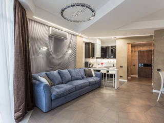 Квартира с темными акцентами , Bellarte interior studio Bellarte interior studio Minimalist living room Grey