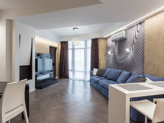 Квартира с темными акцентами , Bellarte interior studio Bellarte interior studio Minimalist living room Grey