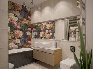 Цветочная ванная, МайАрт: ремонт и дизайн помещений МайАрт: ремонт и дизайн помещений 에클레틱 욕실 세라믹