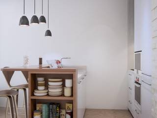 Дизайн однокомнатной квартиры в светлых тонах, Студия Инстильер | Studio Instilier Студия Инстильер | Studio Instilier Kitchen White