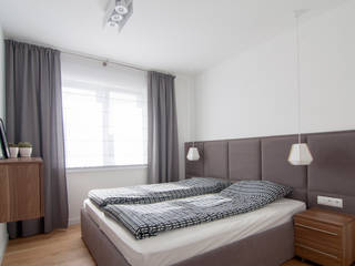 mieszkanie 60m, Projekt Kolektyw Sp. z o.o. Projekt Kolektyw Sp. z o.o. Phòng ngủ phong cách tối giản