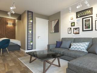 Интерьер квартиры для молодого парня, Smolina-design Smolina-design Salas de estar industriais