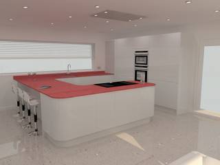 PWS Remo Handleless White Gloss Kitchen with Silestone Eros Stellar Worktop, Meridien Interiors Ltd Meridien Interiors Ltd Minimalist kitchen