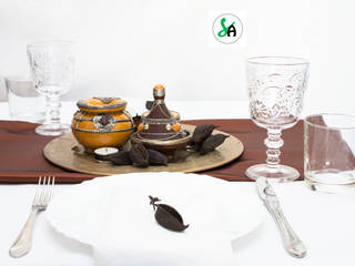 Table Decor Marrakech, Sublim Ambiente Sublim Ambiente Comedores de estilo tropical Algodón Ámbar/Dorado