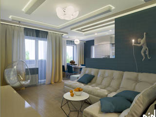 Трехкомнатная квартира в стиле футуризм, Center of interior design Center of interior design Eclectic style living room