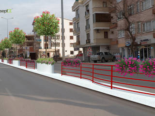 Yalova Belediyesi Şehit Ömer Faydalı Caddesi Peyzaj Projesi, konseptDE Peyzaj Fidancılık Tic. Ltd. Şti. konseptDE Peyzaj Fidancılık Tic. Ltd. Şti. Modern garden Metal Red