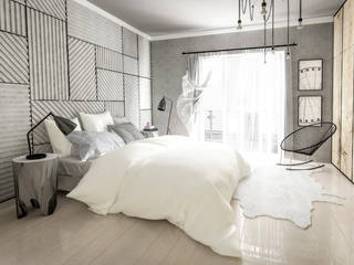 Biało-czarna elegancja, Formea Studio Formea Studio Dormitorios de estilo escandinavo Madera Acabado en madera