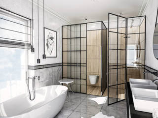 Biało-czarna elegancja, Formea Studio Formea Studio Scandinavian style bathroom Stone