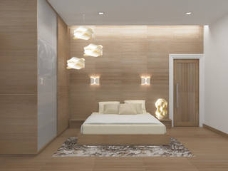 VILLA AT THIRUVANMALAI, De Panache - Interior Architects De Panache - Interior Architects Modern style bedroom Plywood Beige