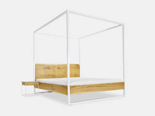 Nature Oak Bed / EICHE - STAHL - Himmelbett, N51E12 - design & manufacture N51E12 - design & manufacture Skandinavische Schlafzimmer Eisen/Stahl