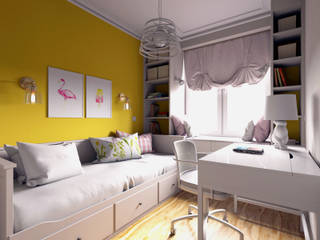 Уютная квартира в г. Москве, 41 кв.м., Мастерская дизайна ЭГО Мастерская дизайна ЭГО Детские комната в эклектичном стиле Дерево Желтый