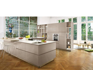 High Gloss Open Plan Kitchen Schmidt Kitchens Barnet ห้องครัว แผ่น MDF ​Modern Contemporary design High Gloss Kitchen Design
