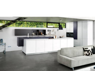 One wall, minimalist white kitchen with island, Schmidt Kitchens Barnet Schmidt Kitchens Barnet Modern kitchen MDF