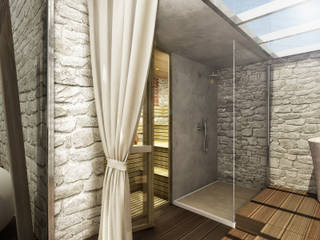 Zona Relax e sistemazione esterna Residenza in montagna, Architetto Luigia Pace Architetto Luigia Pace Modern Spa Wood Beige