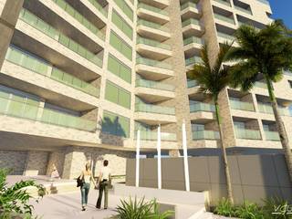 Conjunto de Apartamentos "Puerto Plata", Grupo JOV Arquitectos Grupo JOV Arquitectos ระเบียง, นอกชาน