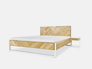 Parkett Oak Bed / Eiche – Stahl – Parkett / made by N51E12, N51E12 - design & manufacture N51E12 - design & manufacture Skandinavische Schlafzimmer Holz