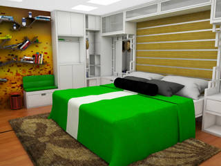 Apartamento pequeño con espacios multifuncionales y/o convertibles, Rbritointeriorismo Rbritointeriorismo Habitaciones modernas