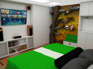 Apartamento pequeño con espacios multifuncionales y/o convertibles, Rbritointeriorismo Rbritointeriorismo Modern Bedroom