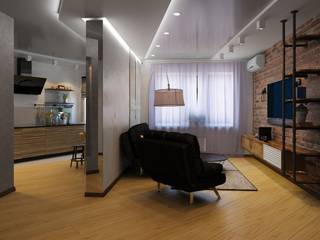 Дизайн-проект #ЖК_Дубль_в_лофте (60 кв.м), ДизайнМастер ДизайнМастер Industrial style living room