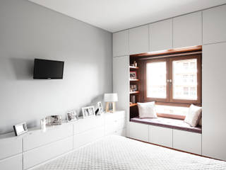Apartamento Terraços da Ponte, Estúdio AMATAM Estúdio AMATAM オリジナルスタイルの 寝室