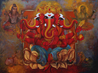 Ganapati Bappa Morya!, Indian Art Ideas Indian Art Ideas Commercial spaces Червоний