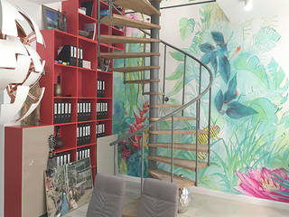 Biuro Podróży, Pracownia Projektowa Hanna Kłyk Pracownia Projektowa Hanna Kłyk Tropical style corridor, hallway & stairs Turquoise