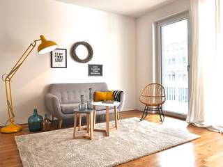 Musterwohnung in schwarz-gelb, K. A. K. A. Living room