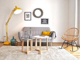 Musterwohnung in schwarz-gelb, K. A. K. A. Scandinavian style living room
