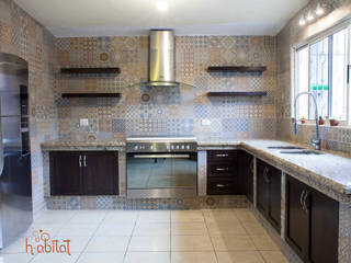 Cocina Moderna con azulejo Vintage, H-abitat Diseño & Interiores H-abitat Diseño & Interiores オリジナルデザインの キッチン タイル 多色