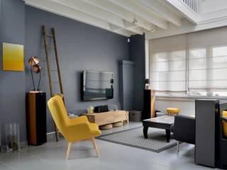 Un Salon / Salle à manger mix Industriel et Vintage, ATDECO ATDECO Industrial style living room