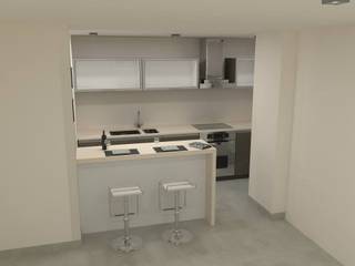 Proyecto 3D Cocina, NB INTERIORES NB INTERIORES Modern kitchen Engineered Wood Wood effect