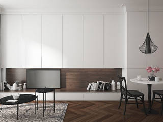 KOSZYKOWA, KAEL Architekci KAEL Architekci Classic style living room Wood White