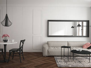 KOSZYKOWA, KAEL Architekci KAEL Architekci Classic style living room Solid Wood White